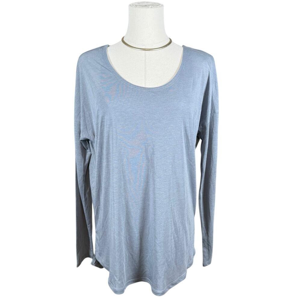 GAPFit Breathe Air Long Sleeve Open Back Athletic Top NWT Light Blue Small - Picture 2 of 10